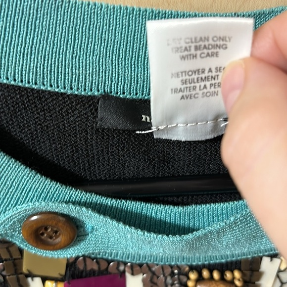 Nanette Lepore Women’s Black & Turquoise Beaded Knit Bodycon Dress Artsy Boho S - Picture 6 of 8